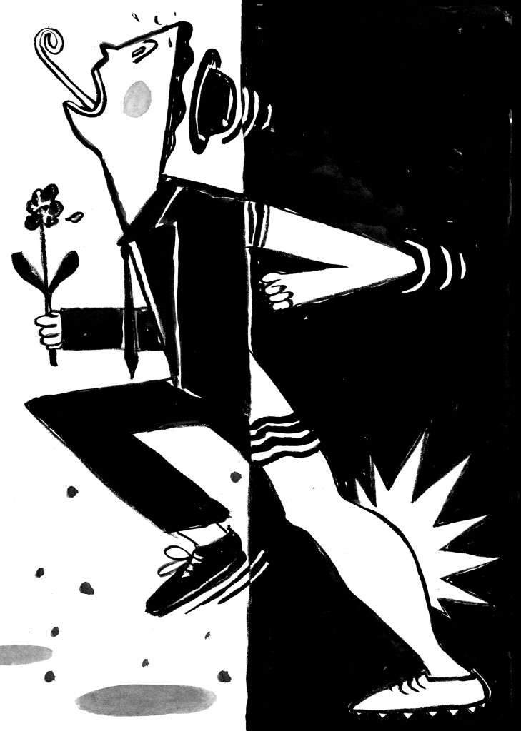 Daniel Drepper beim Sport, wie Christoph Koester ihn sieht. / Illustration: Christoph Koester Daniel Drepper beim Sport, wie Christoph Koester ihn sieht. / Illustration: Christoph Koester